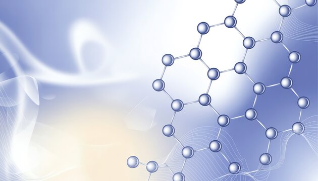 Blue abstract science background with 3D molecular structures for medical research biotechnology and pharmaceutical laboratory