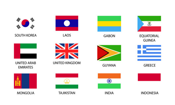 World National Flags Icon Set including UK and India