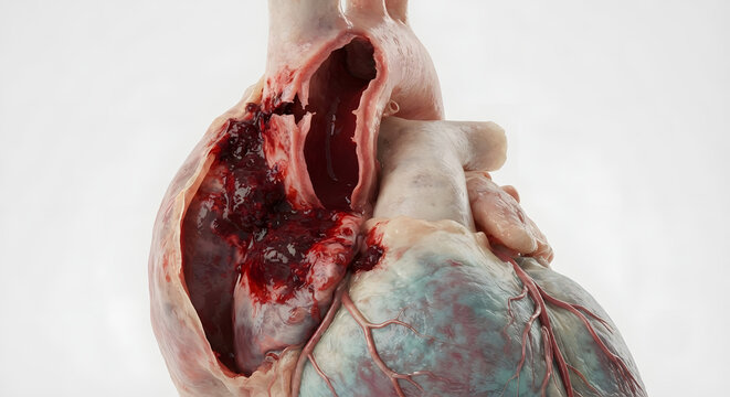 Acute Ascending Aortic Dissection with Rupture &ndash; Ultra Realistic 3D Cardiovascular Medical Pathology Illustration