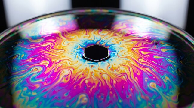Burbuja econ&oacute;mica abstracta mostrando iridiscencia de tensi&oacute;n