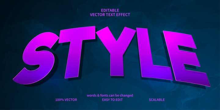 Editable 3D Purple Style Text Effect with Bold Vector Typography
