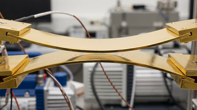 Placas de oro paralelas demostrando efecto Casimir en laboratorio