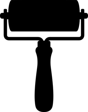 Silhouette of a classic printmaking brayer ink roller tool for art printing tasks