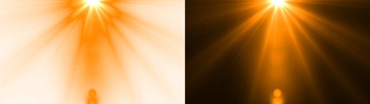 sun orange ray light flare effect optical beam glow burst shine vfx overlay isolated transparent background alpha warm