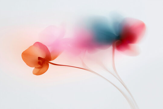 Abstract Blurred Floral Composition of Colorful Orchids
