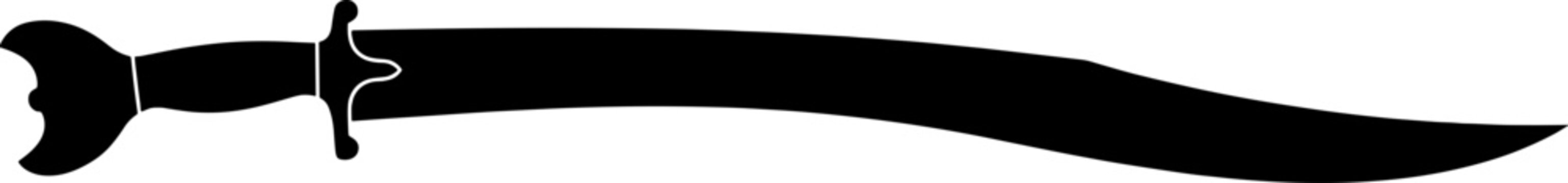 Traditional curved yatagan dagger silhouette element from a vintage weapon collection set