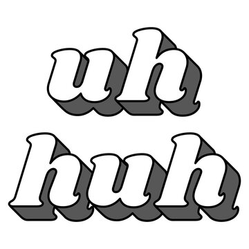 Uh huh word png retro gray shadow font