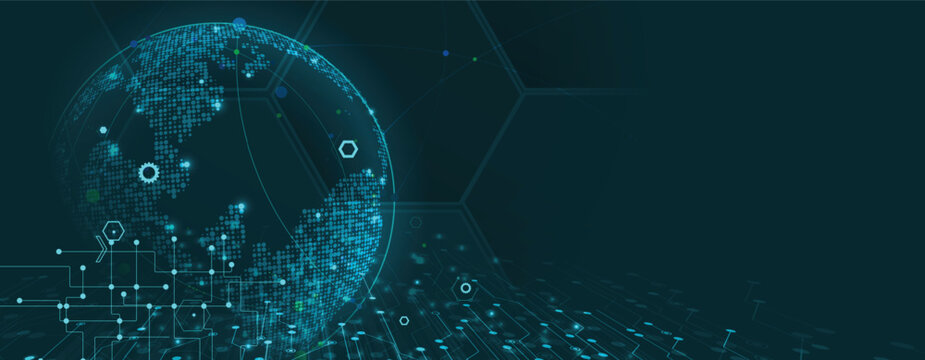 Digital cyberspace background representing big data, cloud computing, and AI
