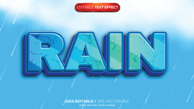 3d text effect rain theme