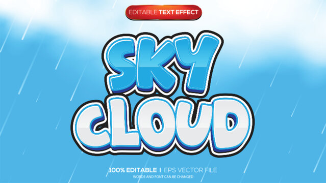 3d text effect sky cloud theme