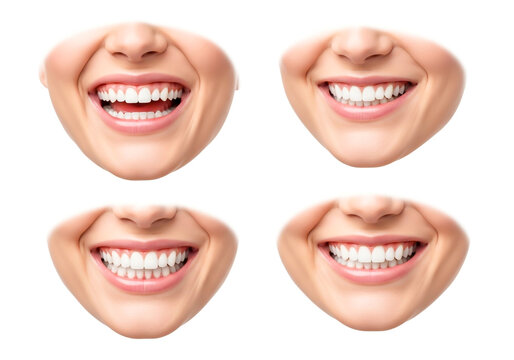 Set of human mouth expressions showing happy smiles