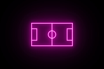 Neon glowing soccer field scheme, football playground, virtual sportive game. Glowing neon lights match future football field on black background. Neon sports stadium on black background. © MstBeauty