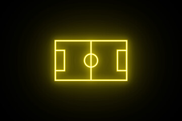 Neon glowing soccer field scheme, football playground, virtual sportive game. Glowing neon lights match future football field on black background. Neon sports stadium on black background. © MstBeauty