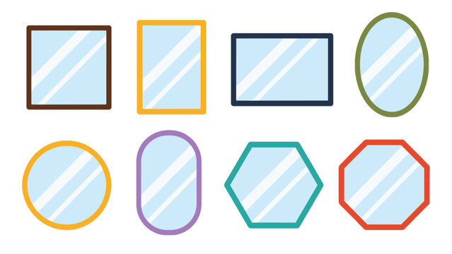 Set of geometric mirror frames in various shapes vector