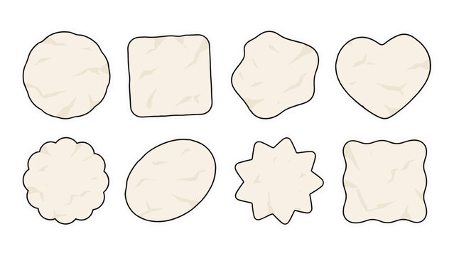Set of blank hand drawn paper label shapes in various forms