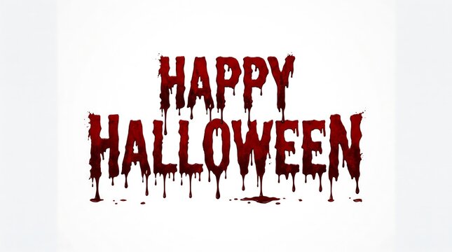 Happy halloween text design with a scary bloody font style isolated on a plain white background for holiday