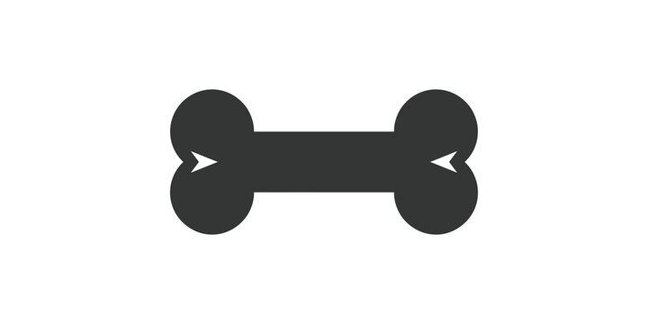 Grey bone icon for pet shop or dog related design.