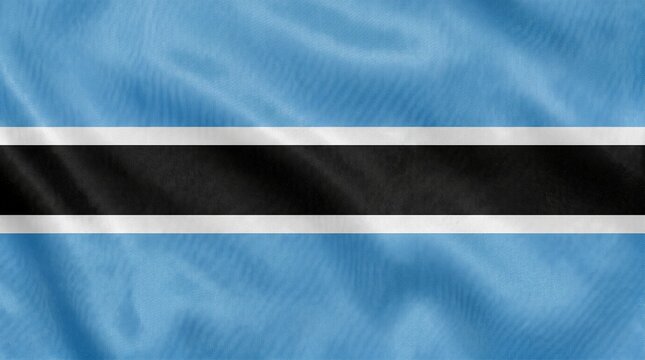 3D render of waving silk national flag of Botswana isolated on white background