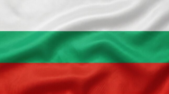 3D render of waving silk national flag of Bulgaria isolated on white background
