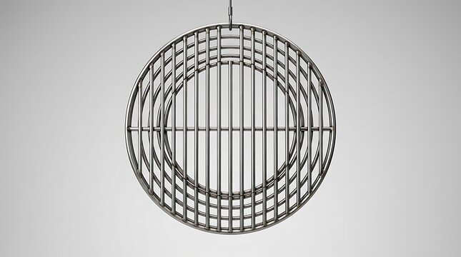 Round metal barbecue grill rack for cooking food outdoors. metallic BBQ grids