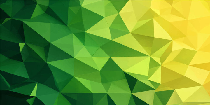 Vibrant green to yellow low poly geometric triangle background pattern for modern creative presentation