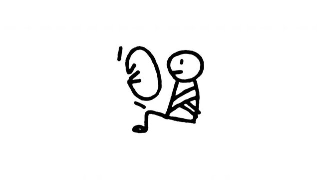 4K hand drawn airbag system warning doodle icon with boiling line motion. Frame by frame line art on black and green screen backgrounds for safety restraint, vehicle alert, and crash protection.