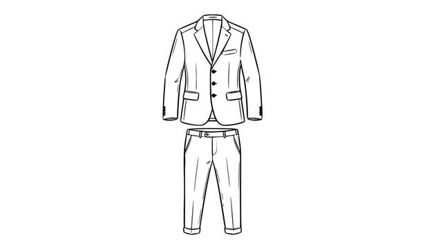 Modern Men's Formal Suit Jacket and Pants Hand Drawn Vector Illustration