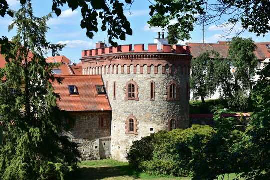 outside bulwark of historic town Trebon in Czech republic