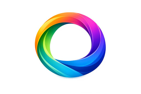 Colorful circular spiral ribbon logo design