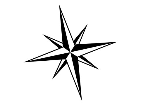 Black classic compass star navigation icon
