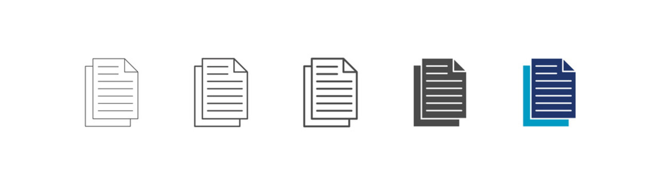 document icon set consisting of multiple styles vector illustration. editable stroke