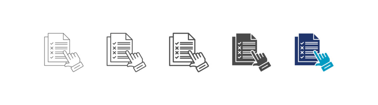 evaluation icon set consisting of multiple styles vector illustration. editable stroke