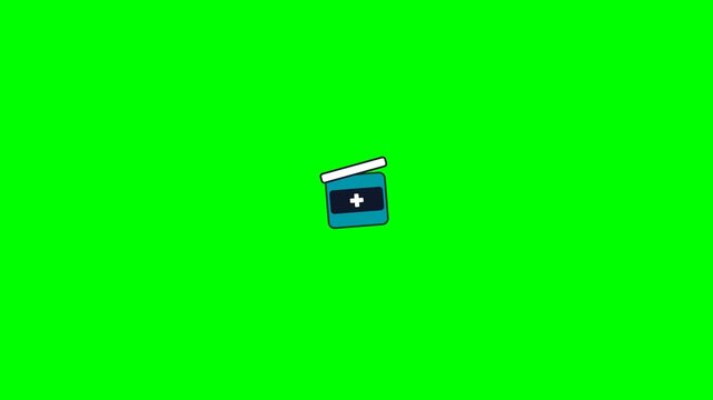 Animated Medical Pill Bottle Icon with Green Screen Background.