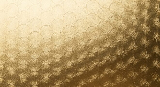 Top down macro shot of gold foil with a turing pattern featuring overlapping circular brush marks