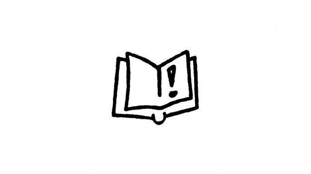 Hand drawn 4K owner's manual info book doodle animation with boiling line motion. Frame by frame outline on black and green screen backgrounds, perfect for vehicle guide, instructions, and user.