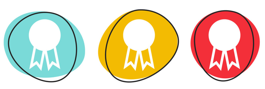 Button Banner Set mit 3 bunten Buttons: Orden oder Auszeichnung