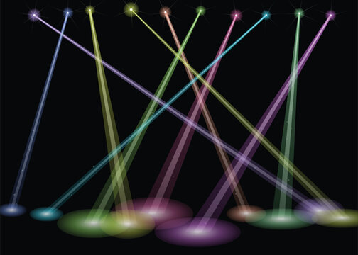 Abstract network of glowing colorful lines and dots connecting on a dark black background isolated on transparent background, Vector