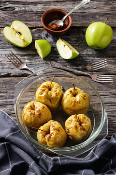 Polish dish pieczone jablka in a glass baking dish