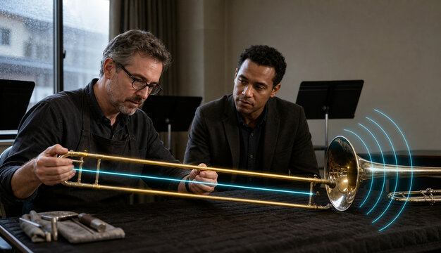 Trombone Slide Alignment in Rehearsal Room