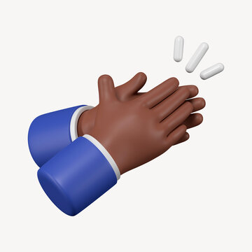 Businessman clapping hands, business etiquette in 3D