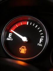 Naklejka premium Car fuel gauge showing low level
