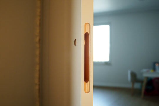Handleless modern interior doors in freshly renovated empty room, home improvement and minimalist architecture concept