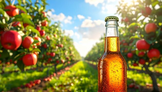 Fizzy Golden Beverage Orchard Sunlight