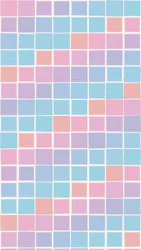 A pastel mosaic of neatly arranged squares in soft pink and blue creates a calm, cheerful abstract background for design, branding, and print layouts.