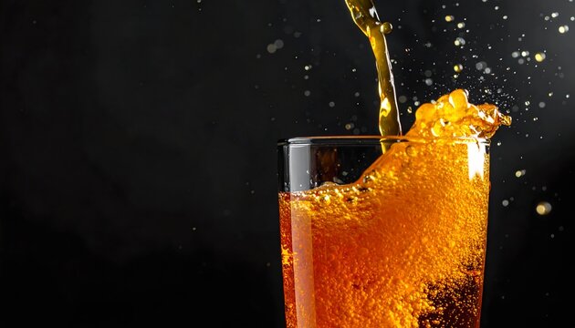 Fizzing Amber Beverage Being Poured