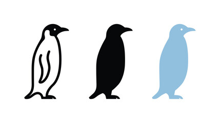 Obraz premium Penguin icon vector set animal silhouette and blue style