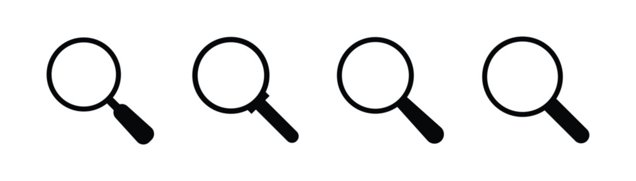 Vintage style magnifying glass zoom symbol represent search functions and data analysis. Black and white magnifying glass search symbol.