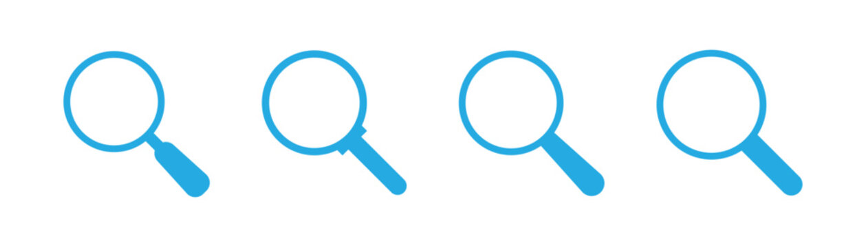 Flat vector magnifying glass zoom symbol represent search functions and data analysis. Modern magnifying glass search symbol.