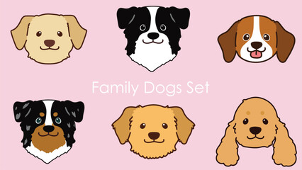 Obraz premium Sporting & Family Dogs front face Illustration Set