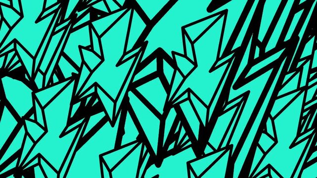 Abstract Turquoise Green Lightning Bolt Geometric Shapes Seamless Loop